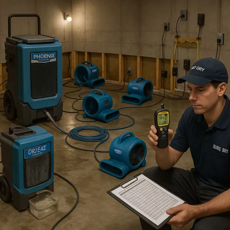 Structural Drying and Dehumidification process in Worth, IL